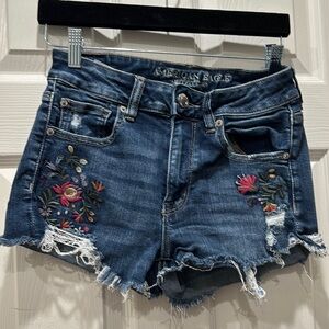 American Eagle Outfitters Blue Embroidered Women's Shorts
